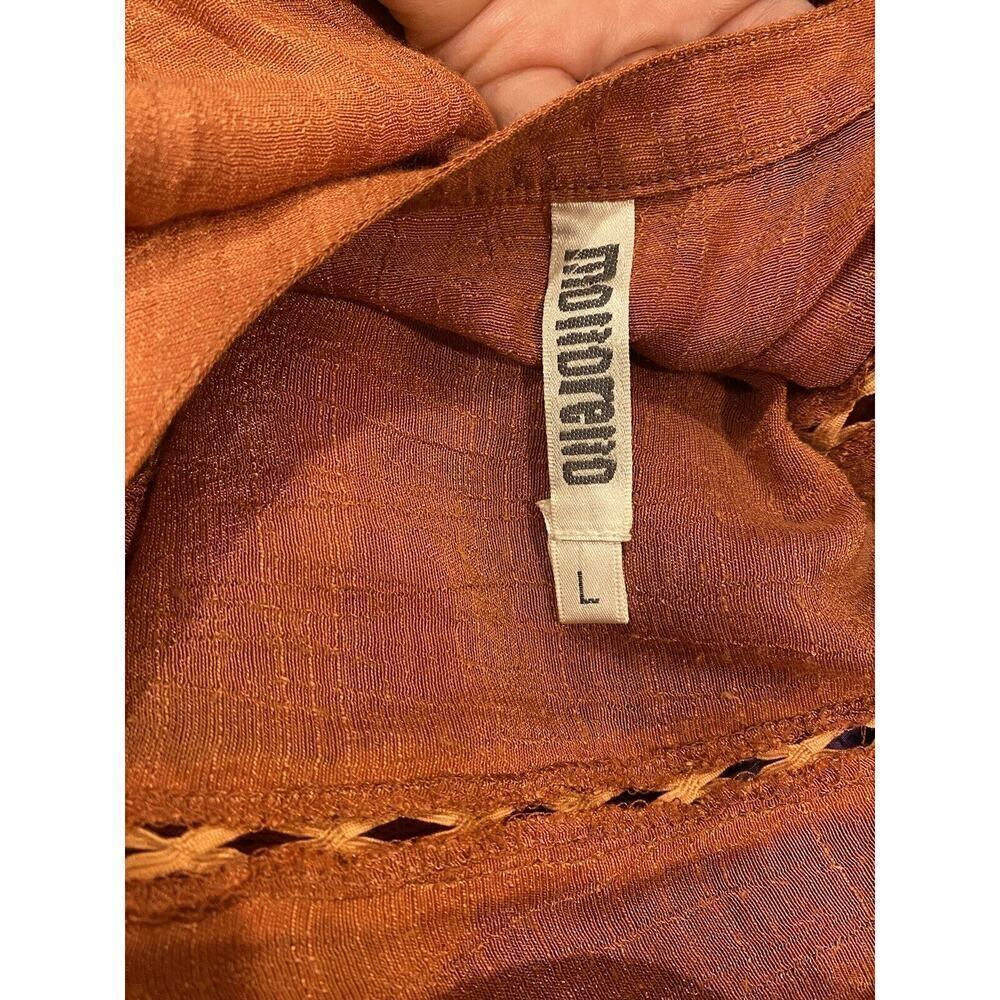 Monoreno Blouse Tunic Anthropologie Salmon Sz Large Lagenlook Short Sleeves Trim - Picture 6 of 6